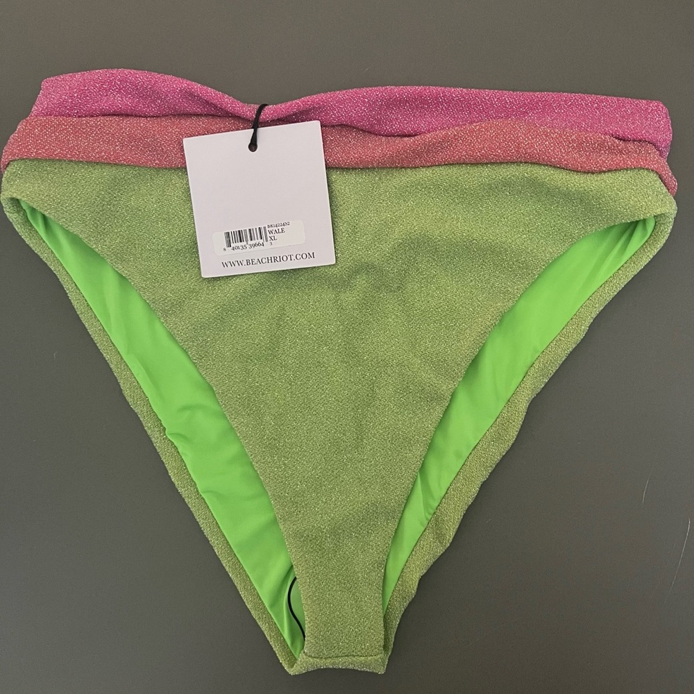 Beach Riot women’s Heidi bikini bottoms in water lemonade size XL